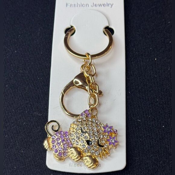 Mint BAG CHARM Sparkly Sleeping Kitty Cat Keychain/Purse Charm Clear - Picture 11 of 15